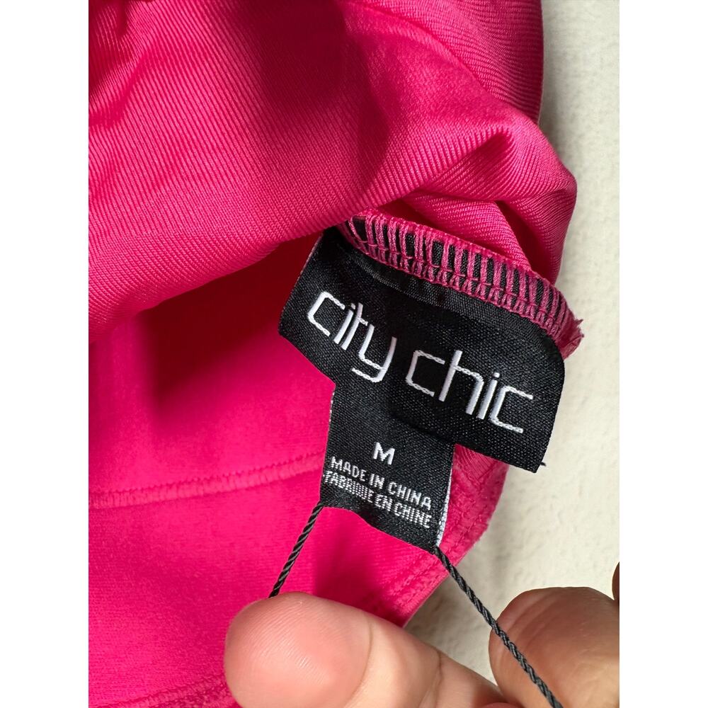 City Chic Size Medium/18 Ingrid Ruffle One Piece Fuchsia Pink Swimsuit Swimwear - Picture 12 of 15